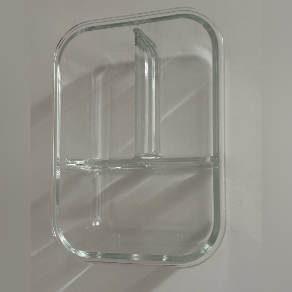3 compartment glass storage container